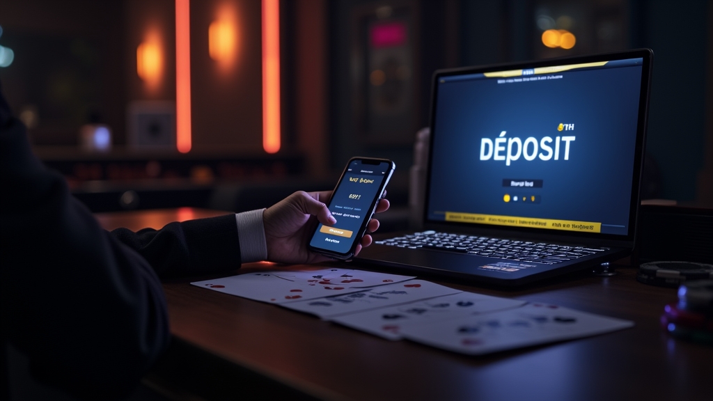 Casino cashier screen showing a player making an online deposit