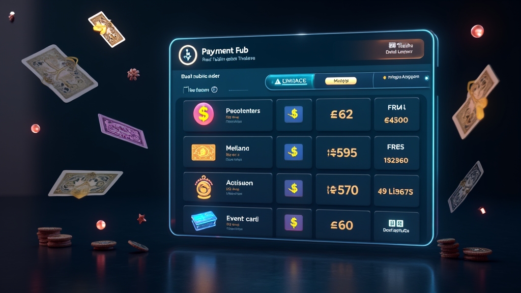 Casino payment methods and currency icons displayed in a dark neon setting