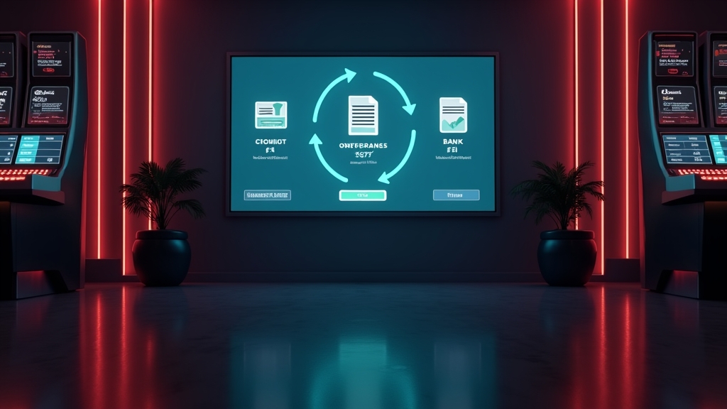 Casino withdrawal verification screen with documents and approval lights